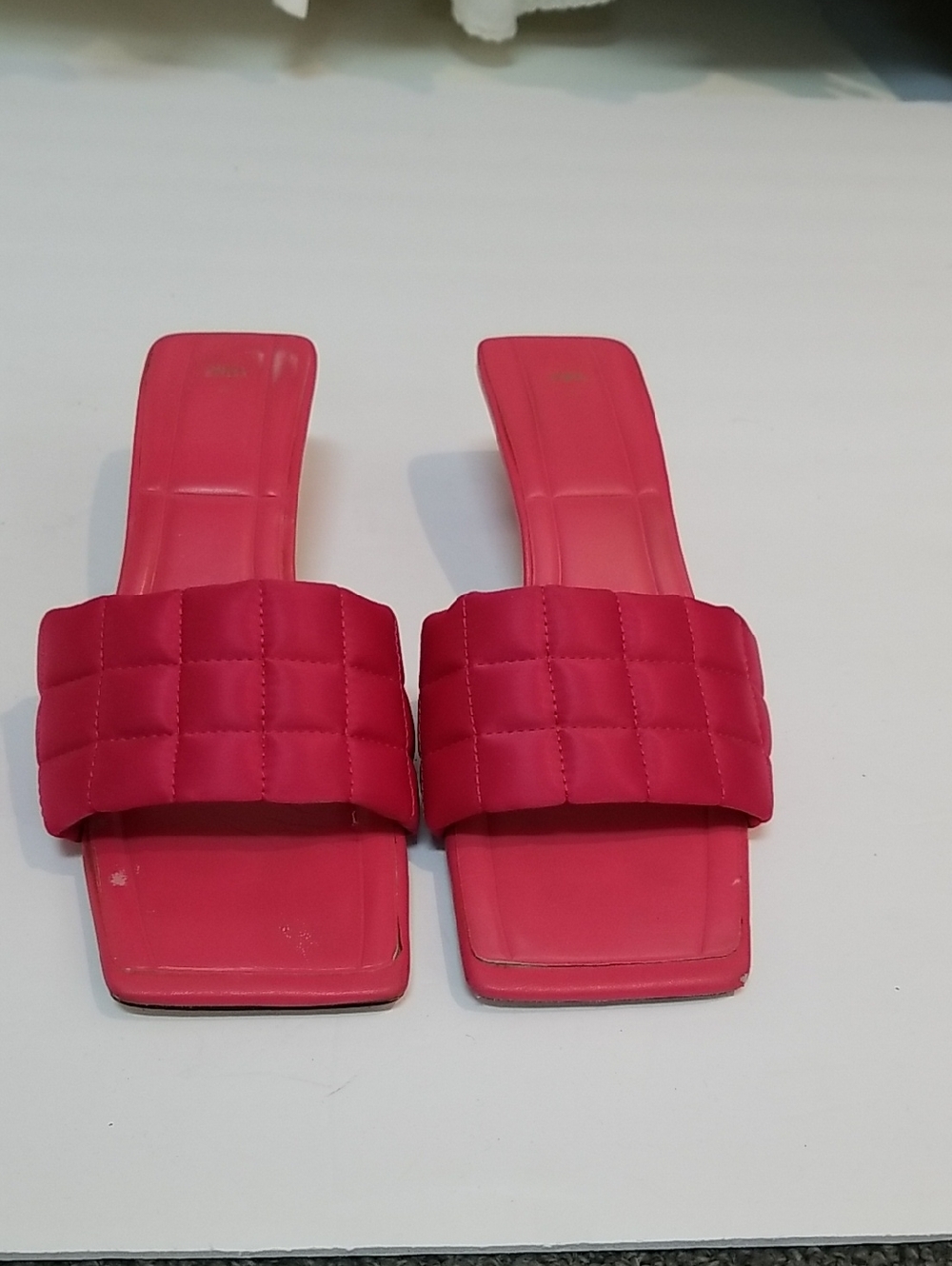 Zara Quilted Slide Sandals in Hot Pink